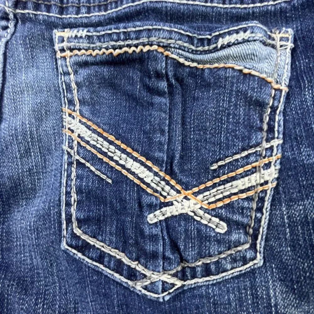 BKE Conner Bootcut Jeans Youth Size 14 Blue Denim Embroidered Whiskering